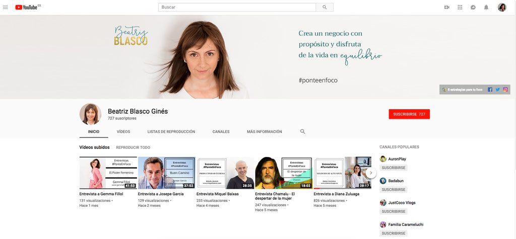ejemplo imagen cabecera Youtube de Beatriz Blasco